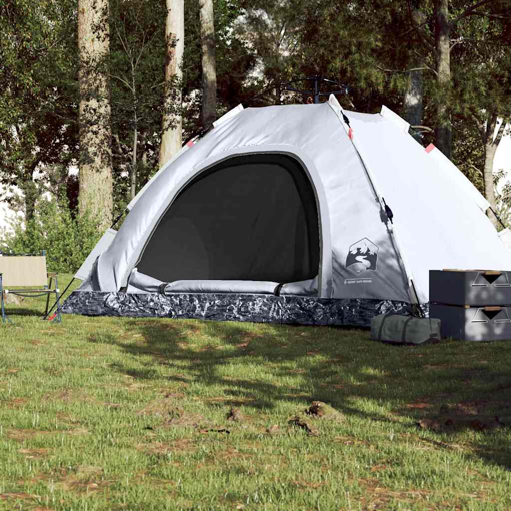 Tenda campismo p/ 5 pessoas opaca libertação rápida branco