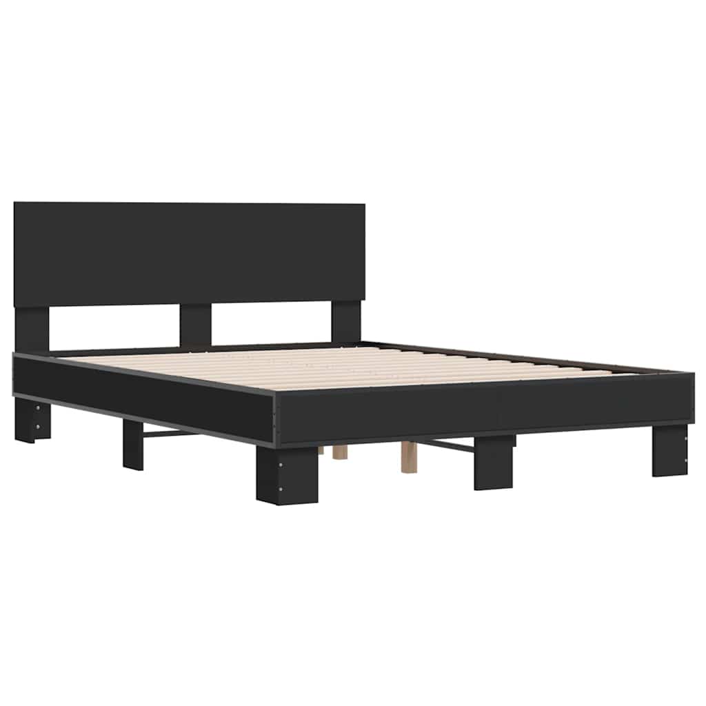 Estrutura de cama 120x190 cm derivados de madeira/metal preto