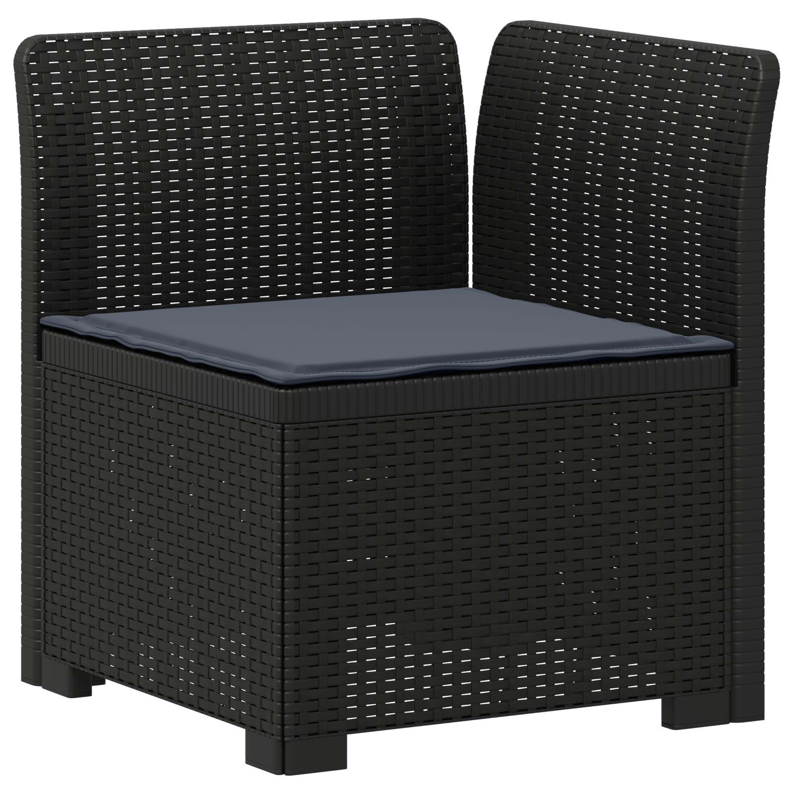 Sofá de jardim 1 lugar com almofada look rattan PP antracite