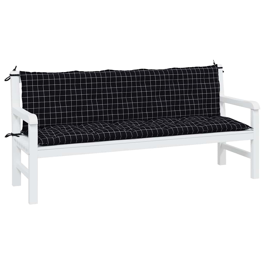 Almofadões p/ banco de jardim 2 pcs tecido oxford xadrez preto