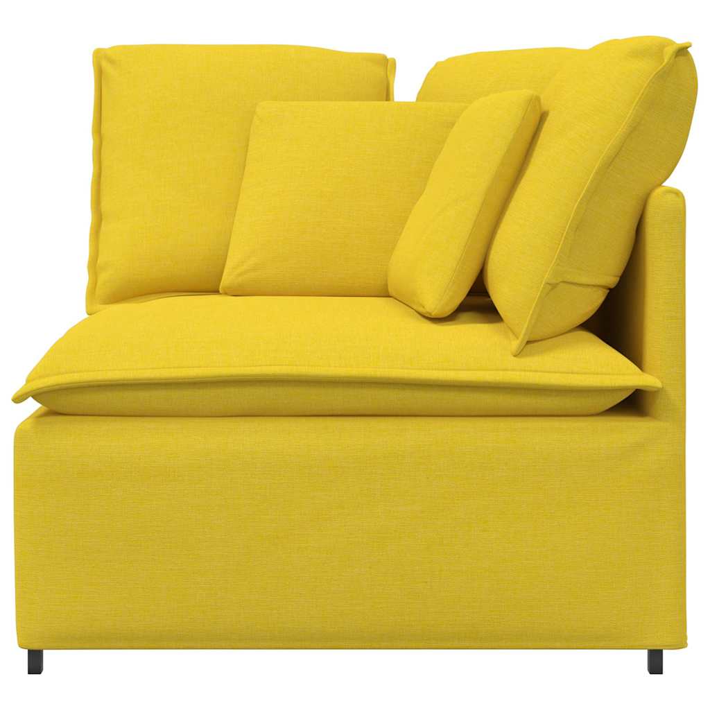 Módulo de canto para sofá modular com almofadas, amarelo claro, 100 cm