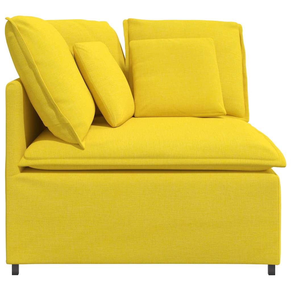 Módulo de canto para sofá modular com almofadas, amarelo claro, 100 cm