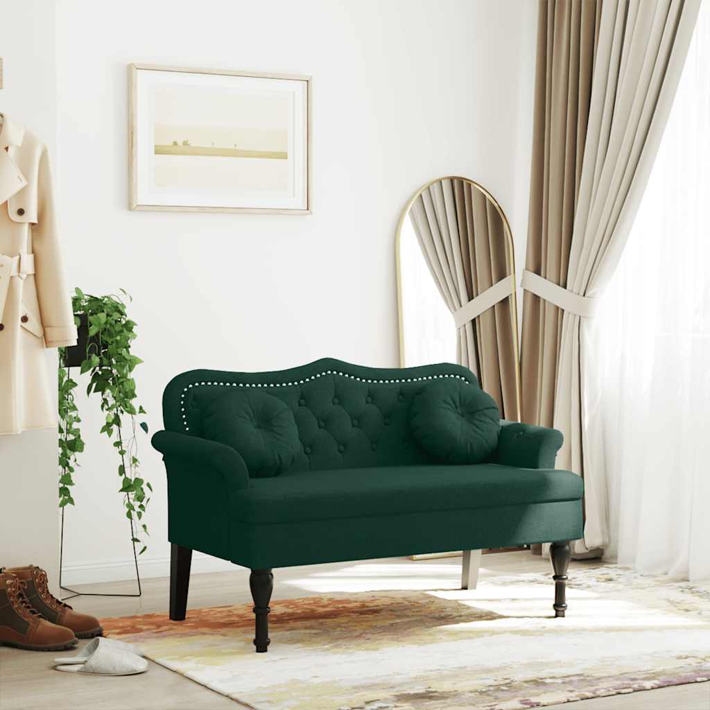 Banco com almofadas verde escuro 120,5x65x75 cm veludo