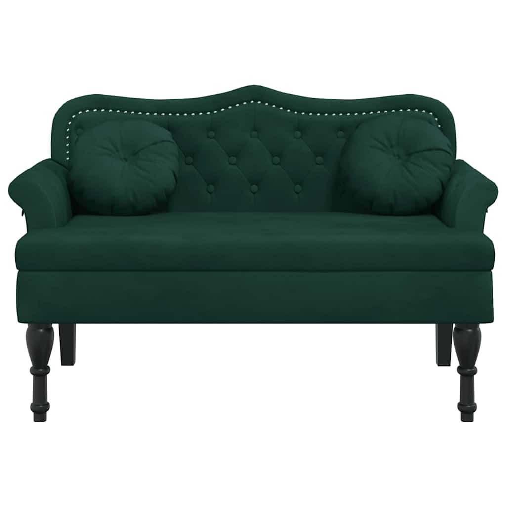 Banco com almofadas verde escuro 120,5x65x75 cm veludo