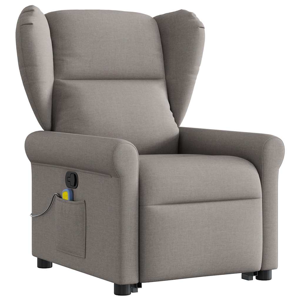 Poltrona elevatória de massagens tecido cinzento-acastanhado
