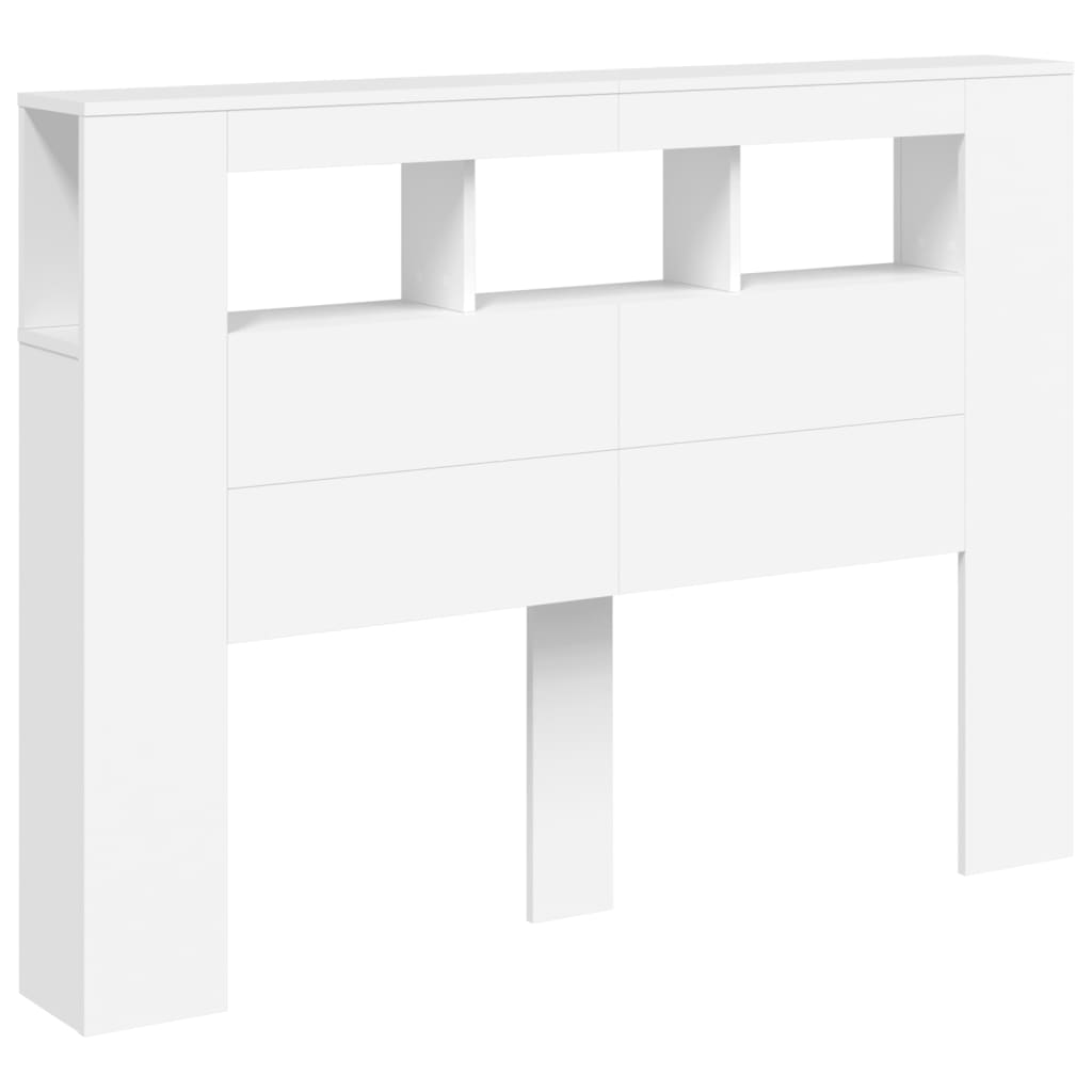 Cabeceira cama c/ leds 140x18,5x103,5 cm deriv. madeira branco