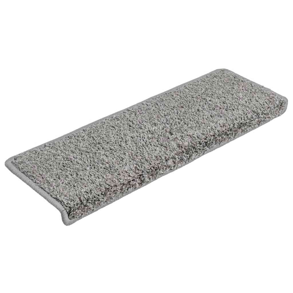 Tapetes de escada 20 peças 65x21x4 cm cinza com borda retangular