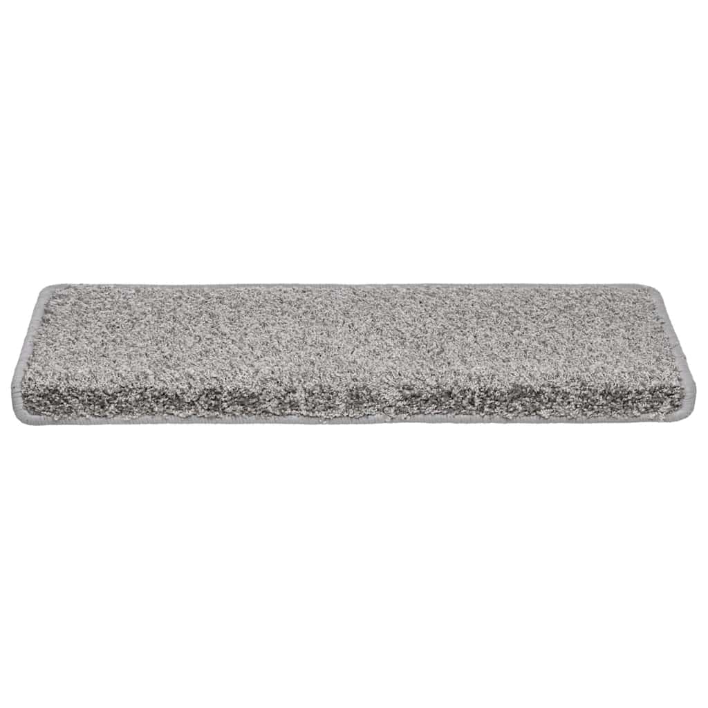 Tapetes de escada 20 peças 65x21x4 cm cinza com borda retangular
