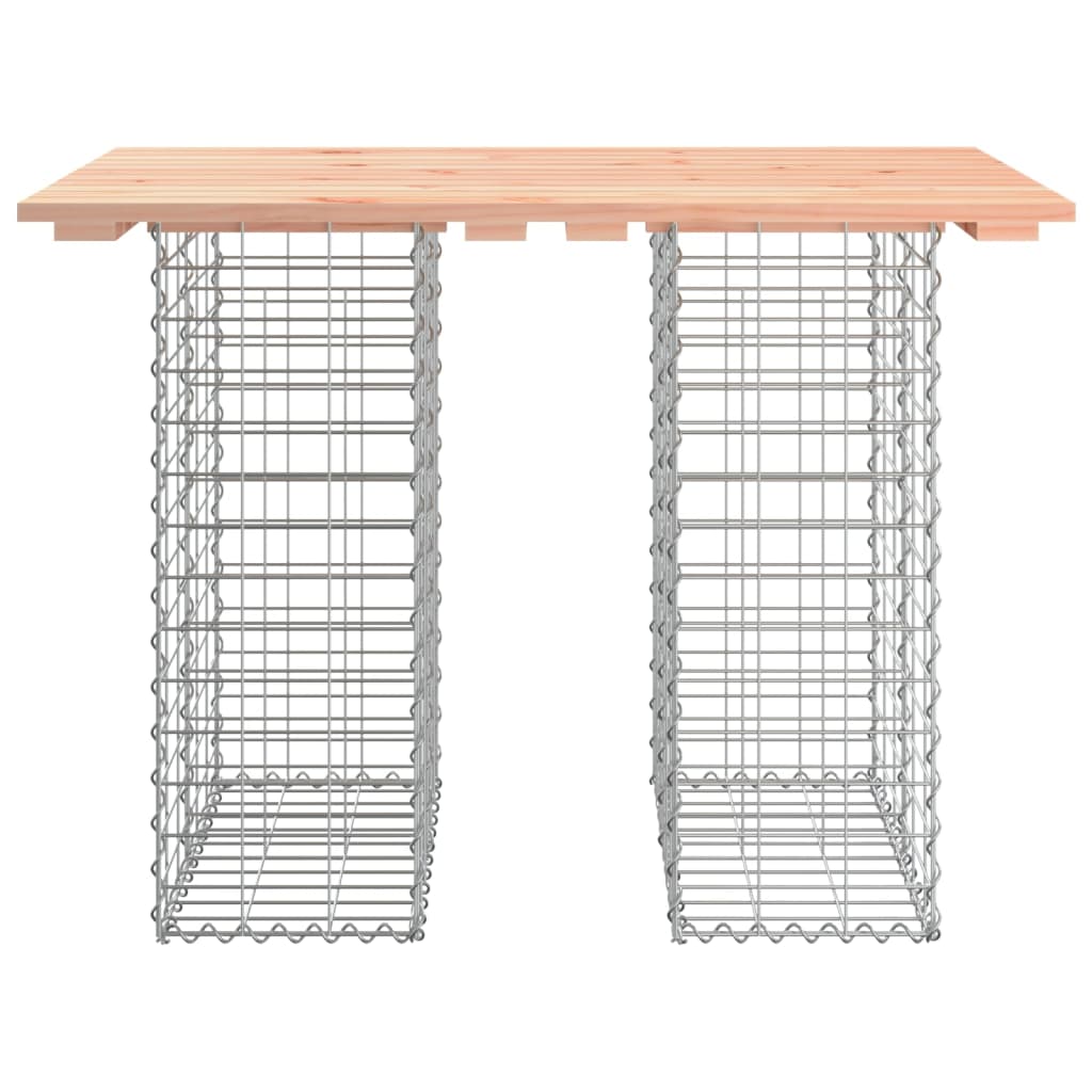 Mesa de jardim com design de gabião 100x70x72 cm, madeira maciça douglas