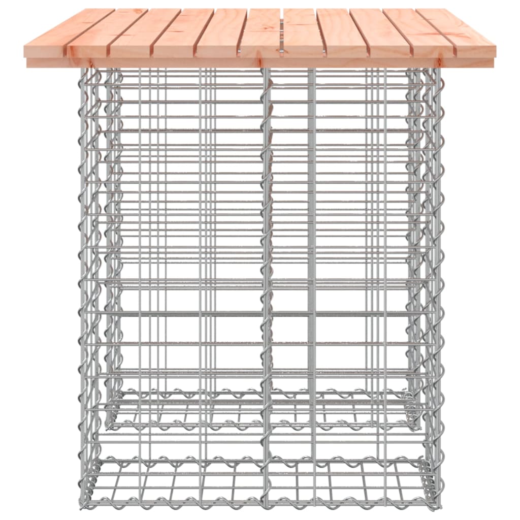 Mesa de jardim com design de gabião 100x70x72 cm, madeira maciça douglas