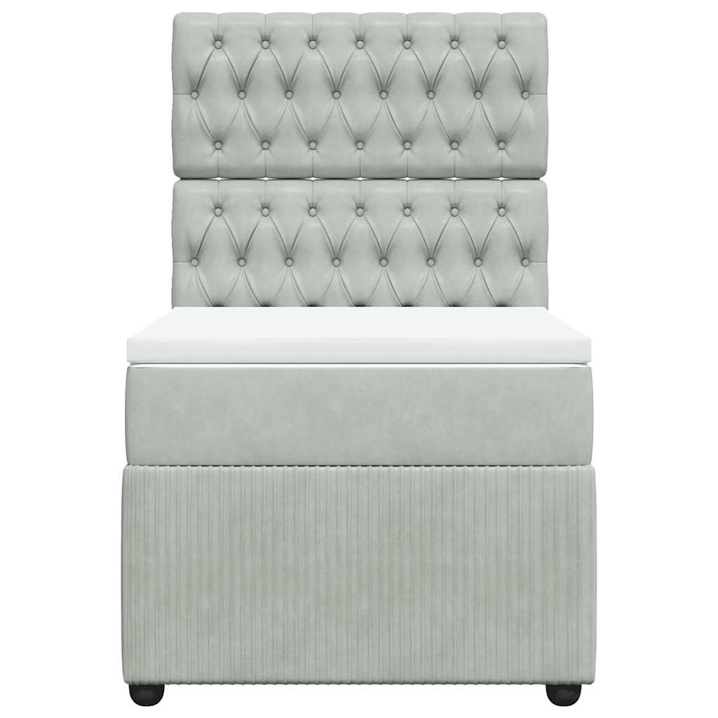 Cama com molas/colchão 80x200 cm veludo cinza-claro