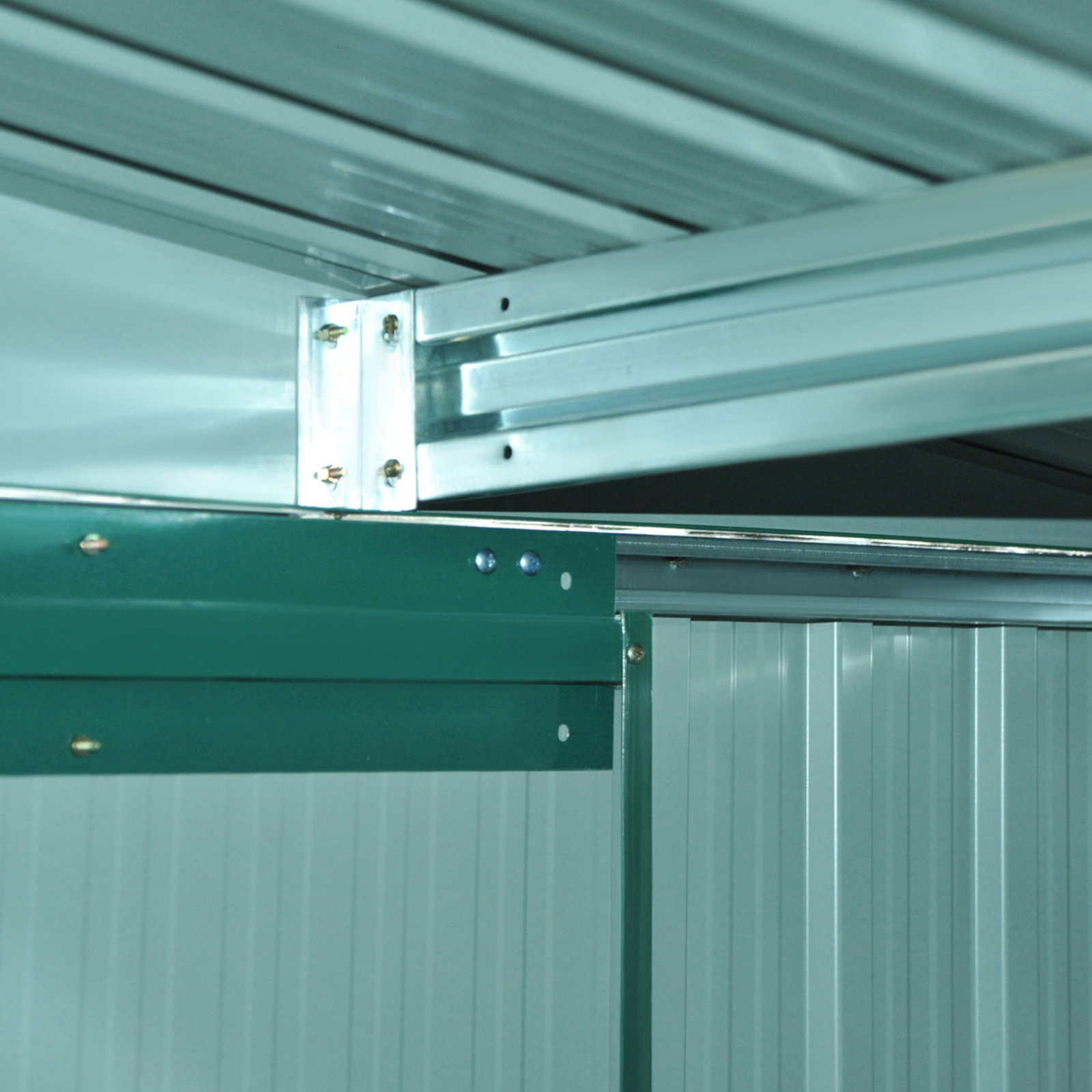Abrigo de Jardim 258x206x178cm 5,3m² Abrigo de Aço Galvanizado com Portas de Correr e Ventilações para Armazenamento de Ferramen
