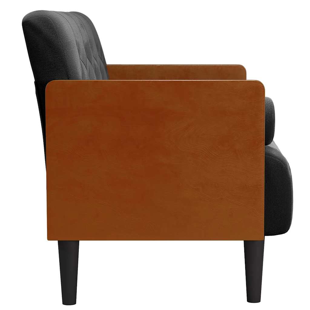 Sofá-luvas com rolos 110 cm veludo preto