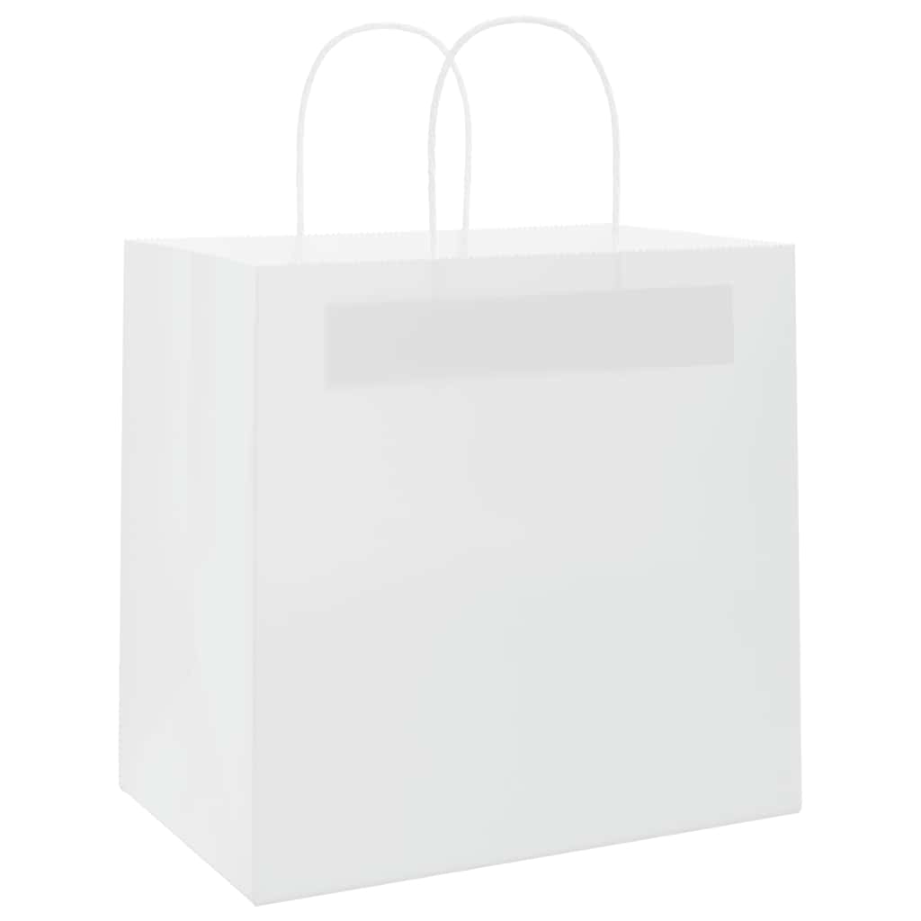 Sacos de papel 250 unid com alças branco 26x17x25 cm