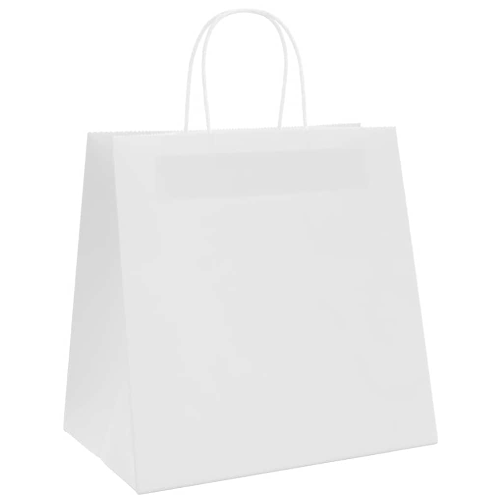 Sacos de papel 250 unid com alças branco 26x17x25 cm