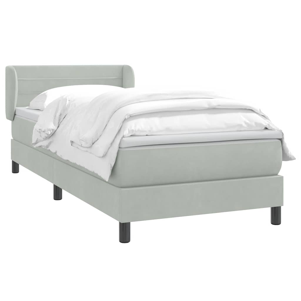 Cama com molas/colchão cinzento-claro 80x210 cm veludo