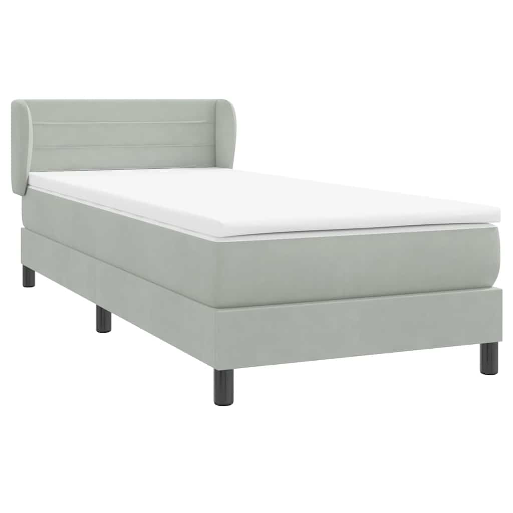 Cama com molas/colchão cinzento-claro 80x210 cm veludo