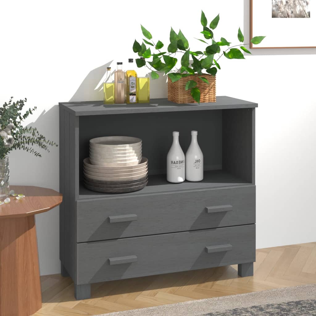Aparador hamar 85x35x80 cm pinho maciço cinza-escuro