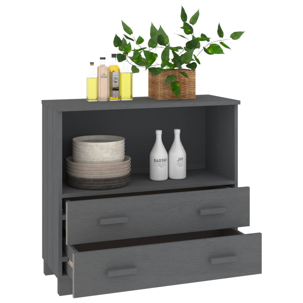 Aparador hamar 85x35x80 cm pinho maciço cinza-escuro