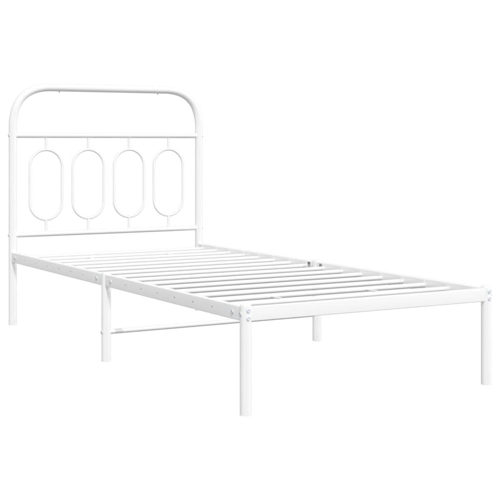 Estrutura de cama com cabeceira 90x190 cm metal branco