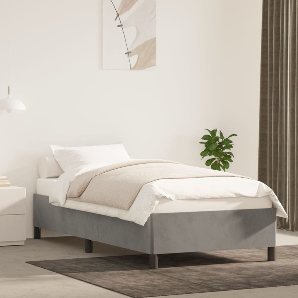 Estrutura de cama sem colchão 90x200 cm veludo cinzento-claro