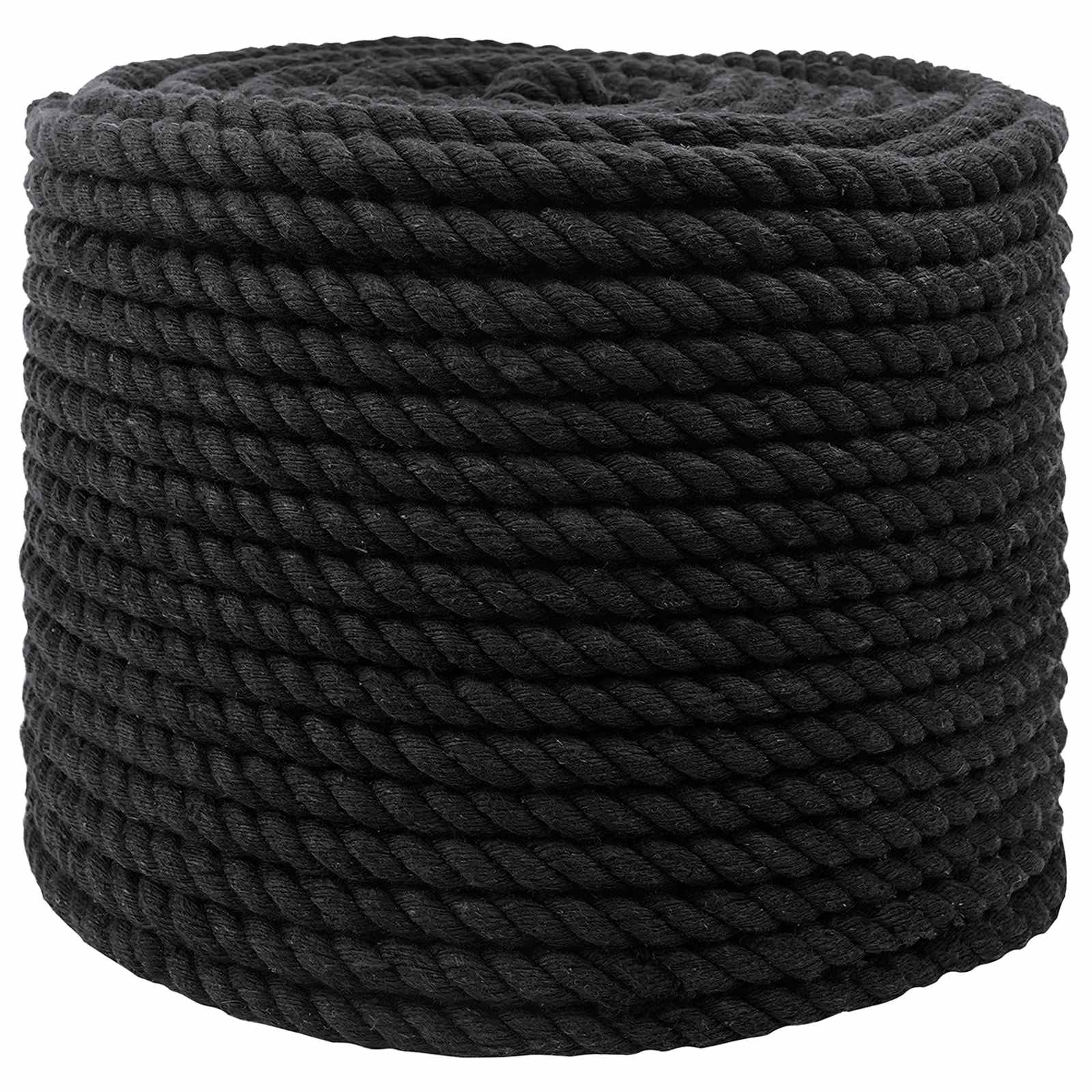 Corda de algodão 10 mm 250 m preto 100% algodão