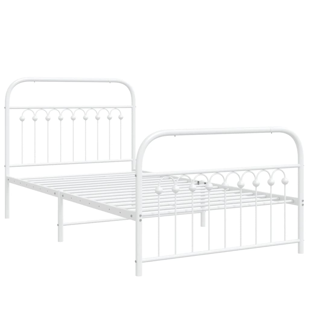 Estrutura de cama com cabeceira e pés 100x200 cm metal branco