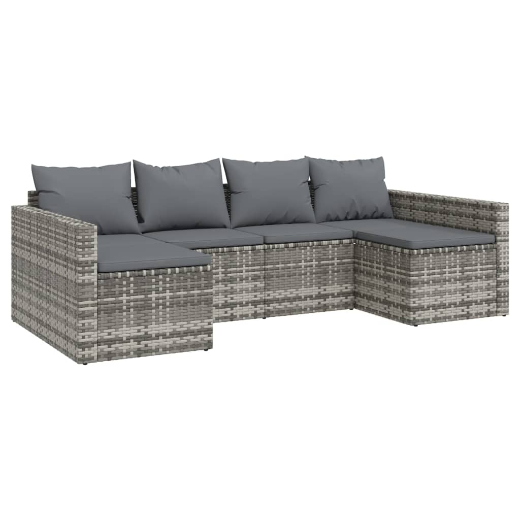 2 Pcs conjunto lounge de jardim c/ almofadões vime PE cinzento