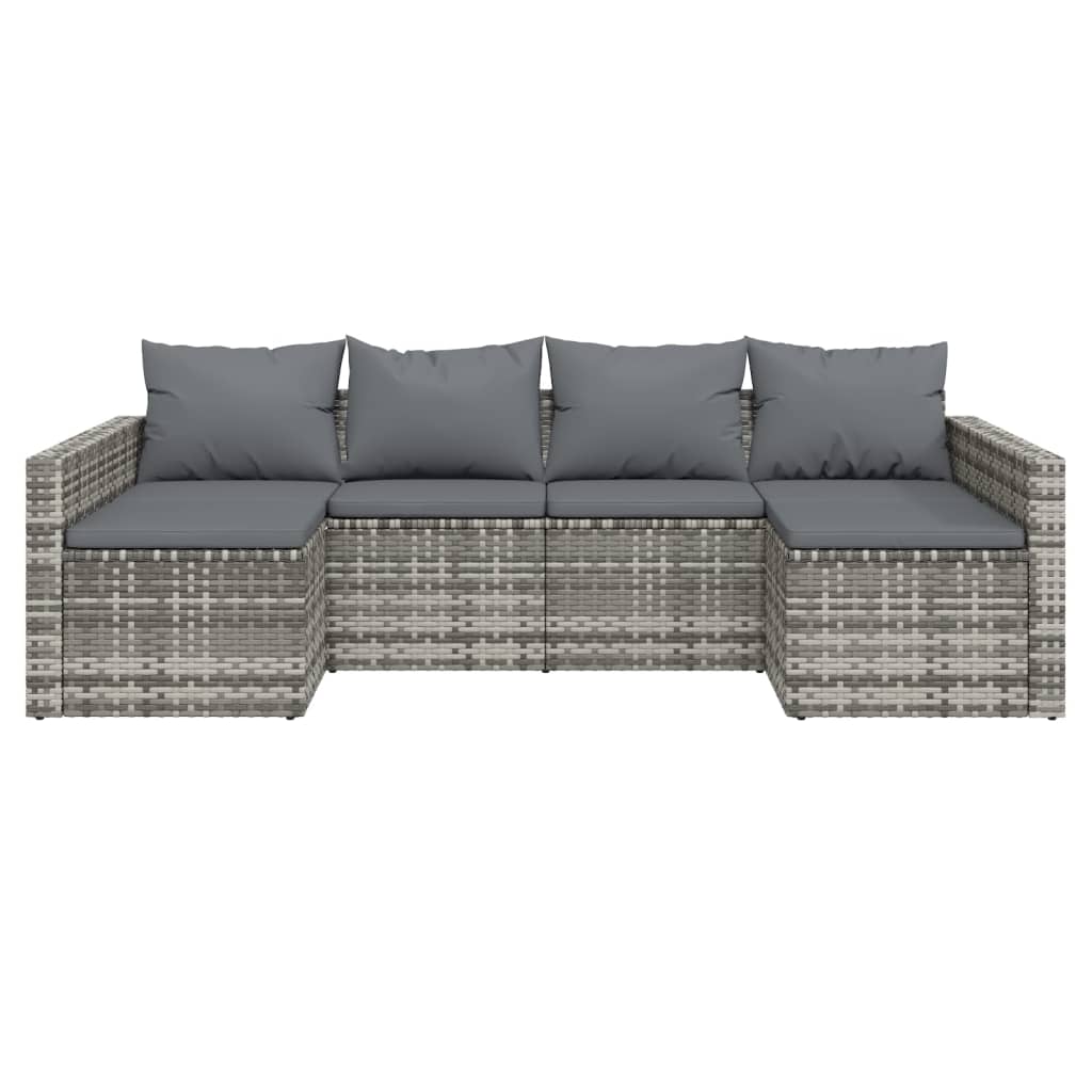 2 Pcs conjunto lounge de jardim c/ almofadões vime PE cinzento