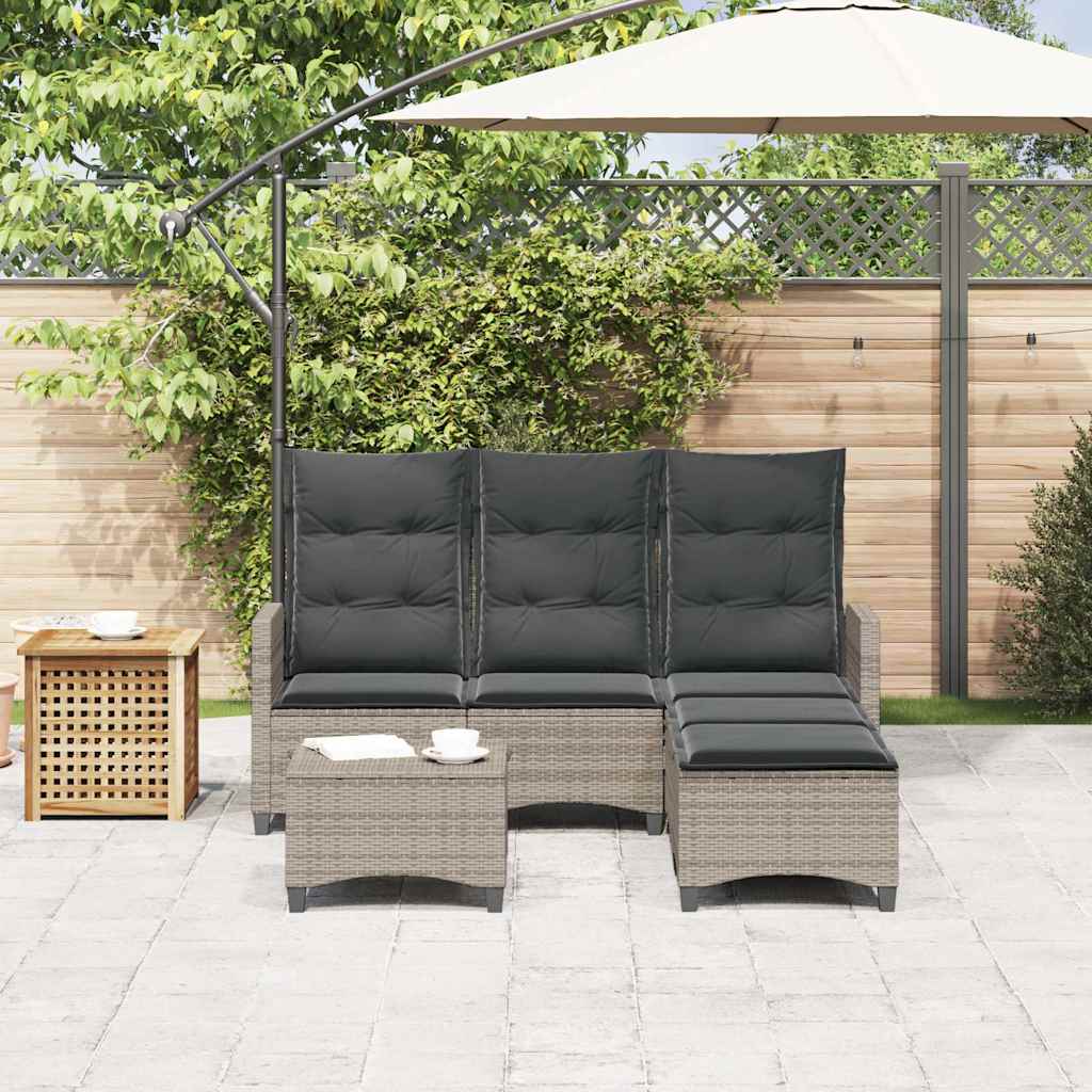 3 Pcs conjunto sofás de jardim com almofadões em l vime PE