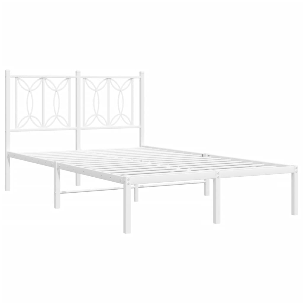 Estrutura de cama com cabeceira 120x190 cm metal branco