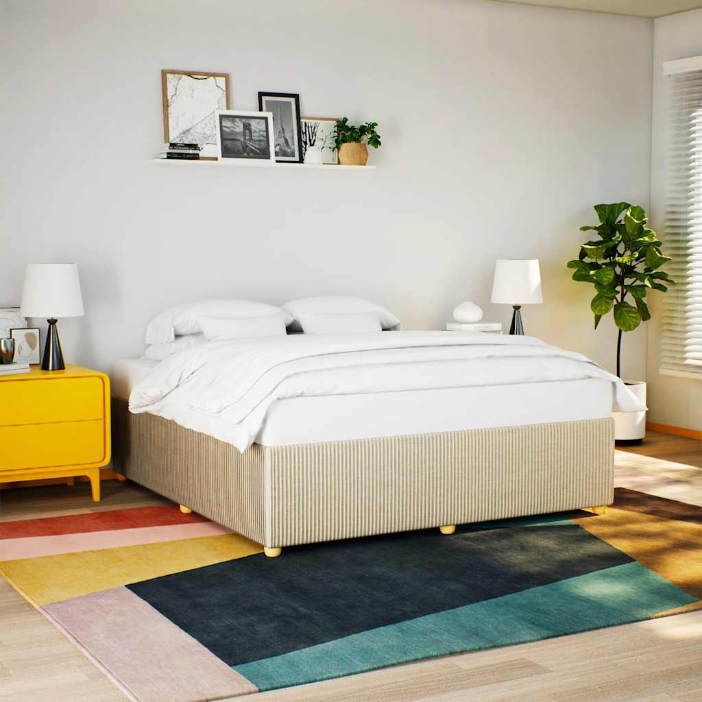 Estrutura de cama sem colchão 180x200 cm tecido cor creme