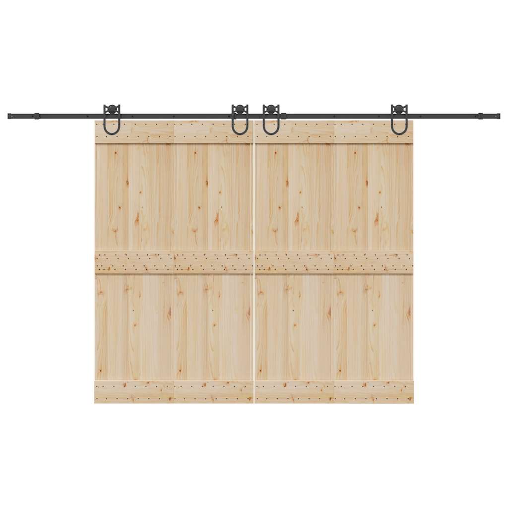 Kit de ferragens para porta deslizante 366 cm aço preto