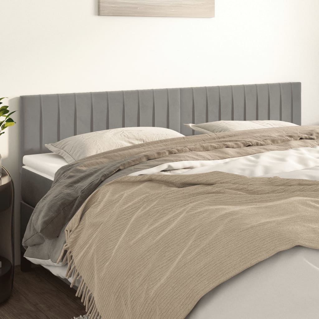 Cabeceiras cinzento-claro 200x5x78/88 cm veludo