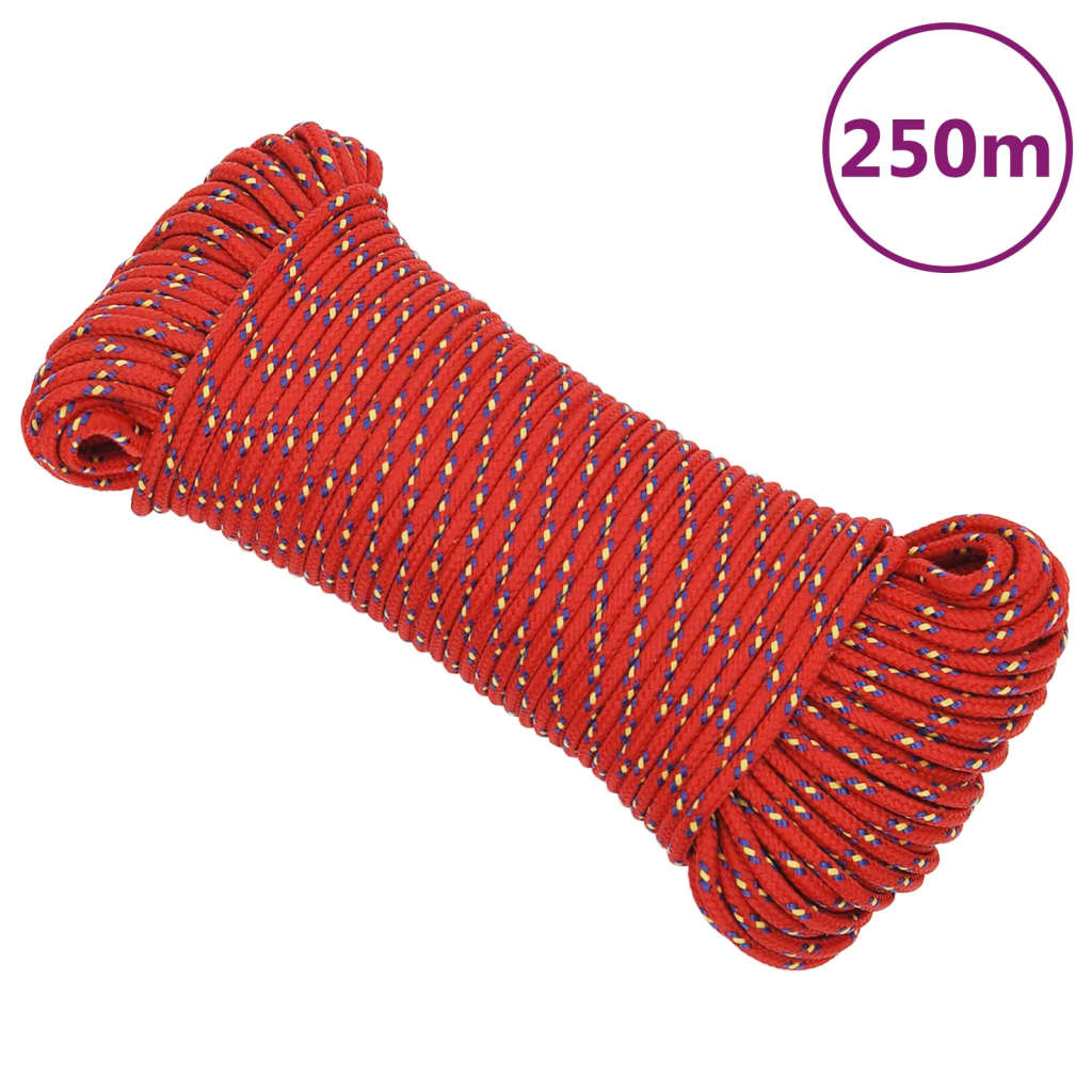 Corda de barco 3 mm 250 m polipropileno vermelho