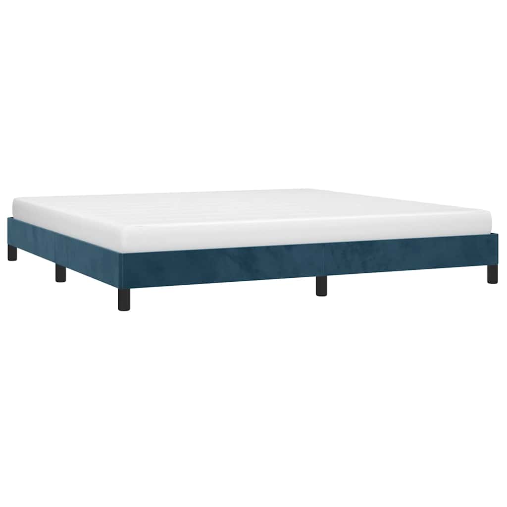 Estrutura de cama sem colchão 200x200 cm veludo azul-escuro