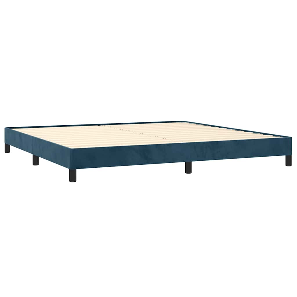 Estrutura de cama sem colchão 200x200 cm veludo azul-escuro