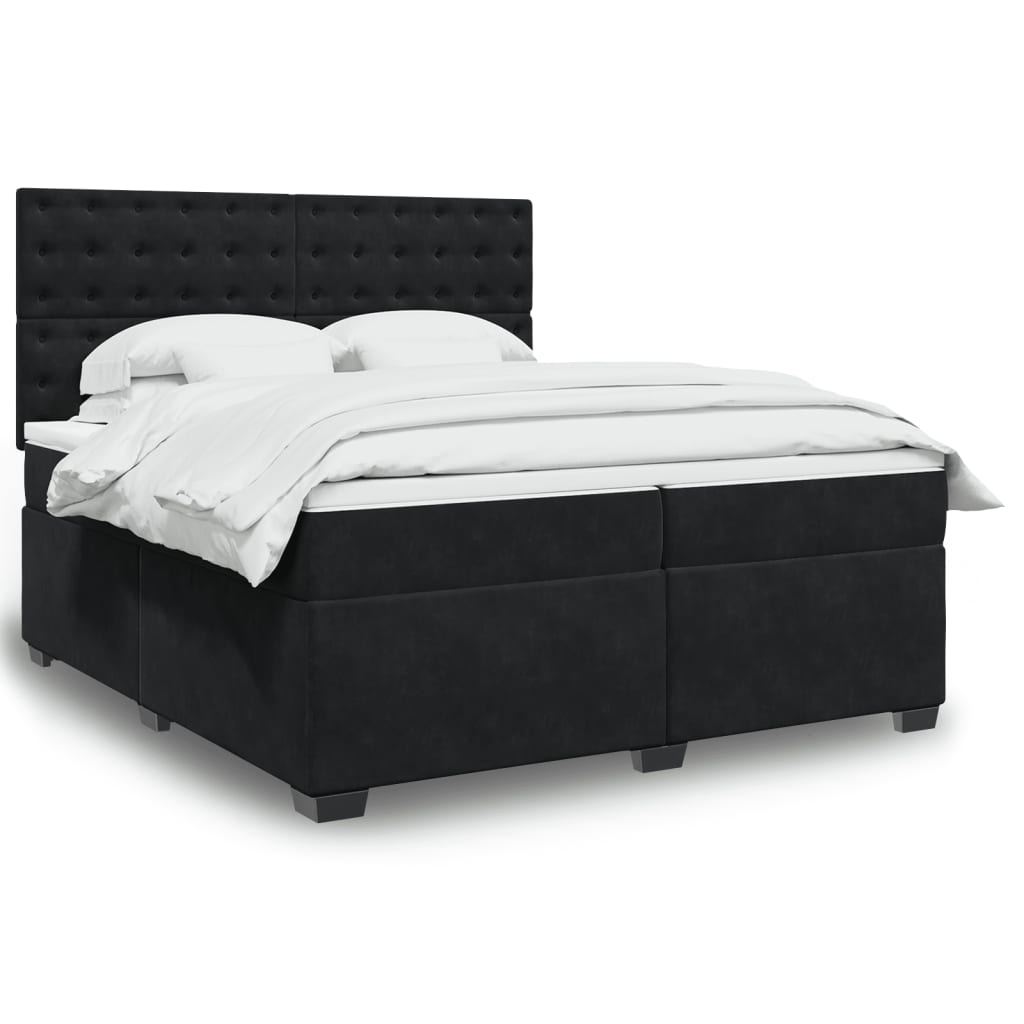Cama com molas/colchão 200x200 cm veludo preto