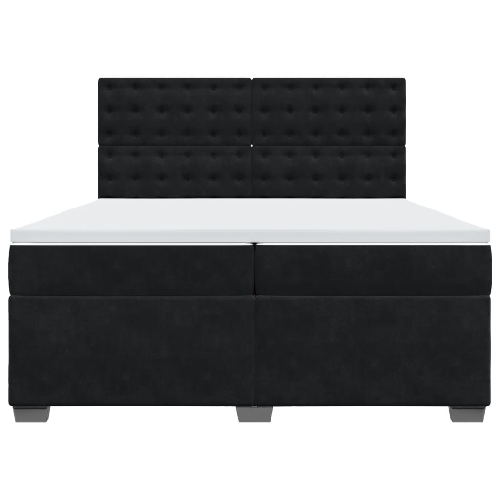 Cama com molas/colchão 200x200 cm veludo preto