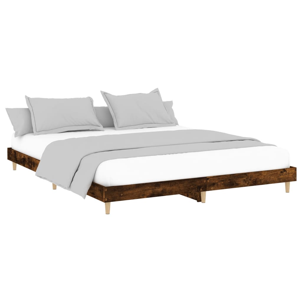 Estrutura de cama s/ colchão derivados madeira carvalho fumado