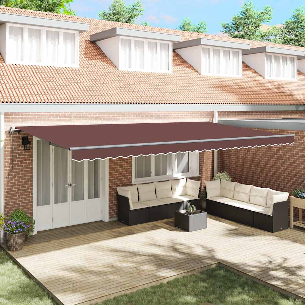 Toldo retrátil automático 600x300 cm castanho