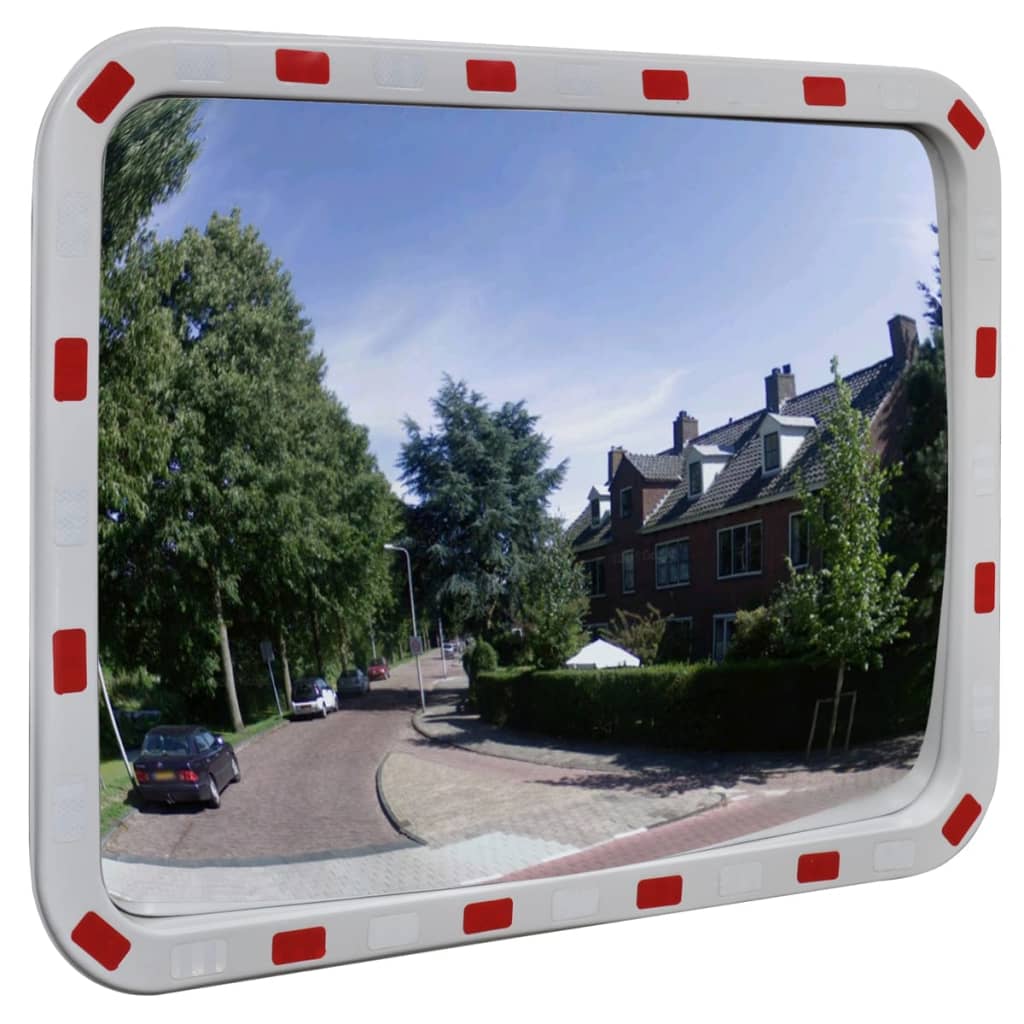 Convex espelho de trânsito retangular 60 x 80 cm com refletores