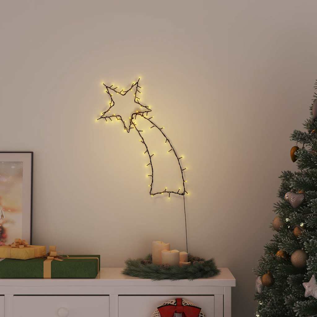 Luzes de natal silhueta estrela cadente 80 leds branco quente