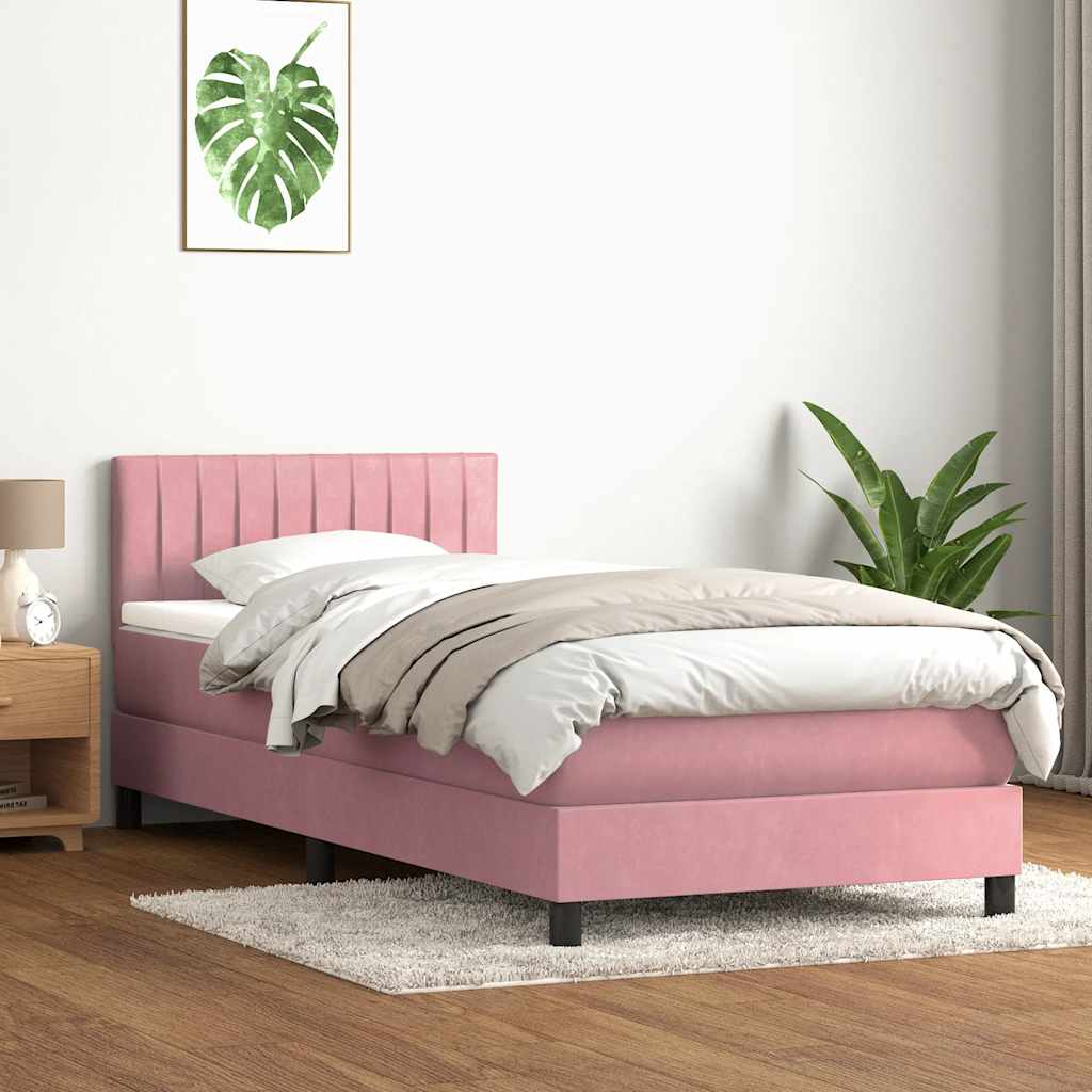 Cama com molas/colchão 80x220 cm veludo rosa