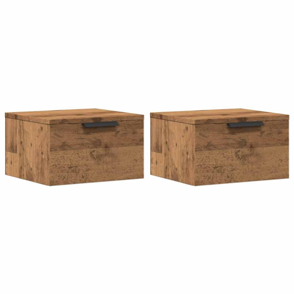 Mesas de cabeceira de parede 2pcs 34x30x20cm carvalho artisiano