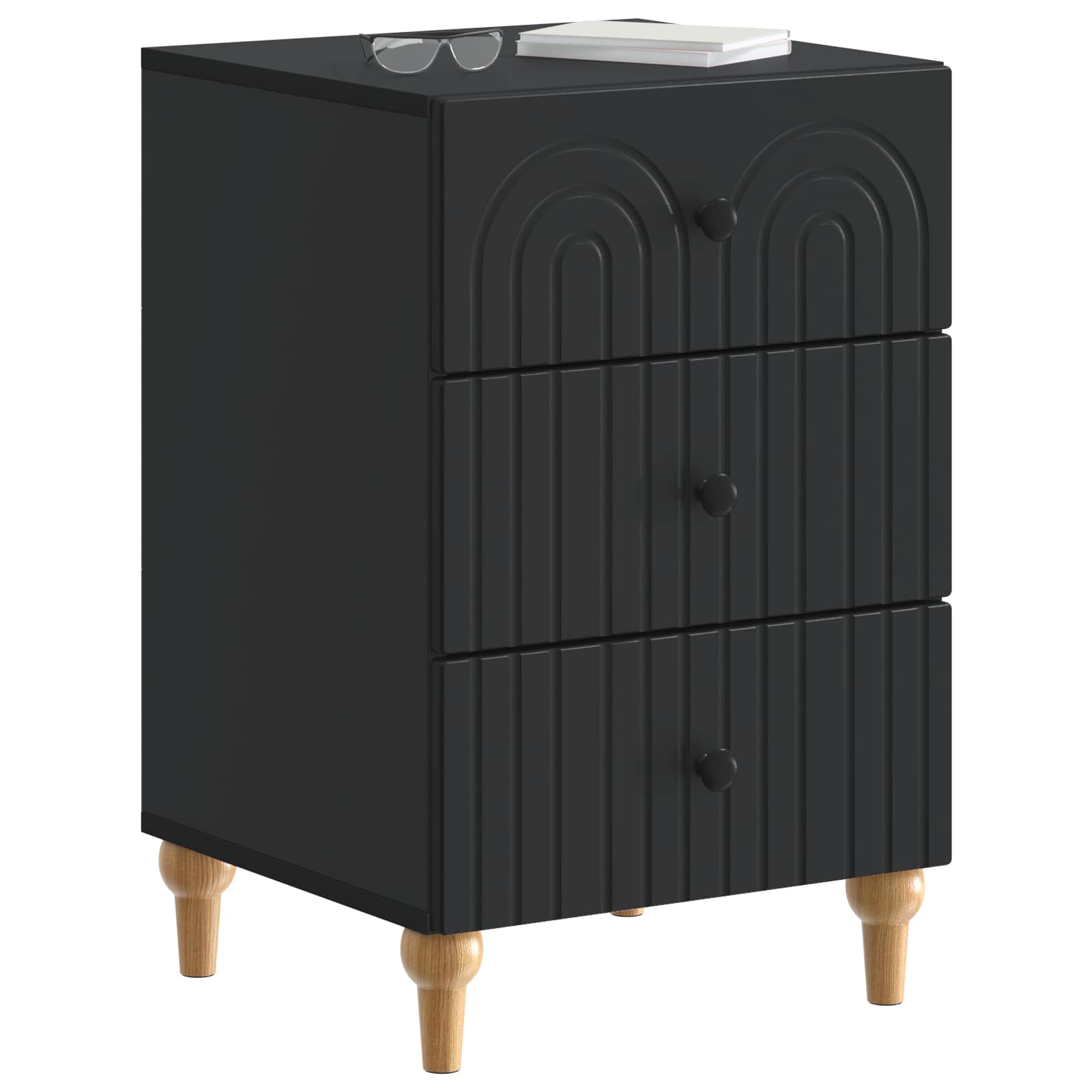 Armário de cabeceira com gaveta preto 43x 41 x 66,5 cm