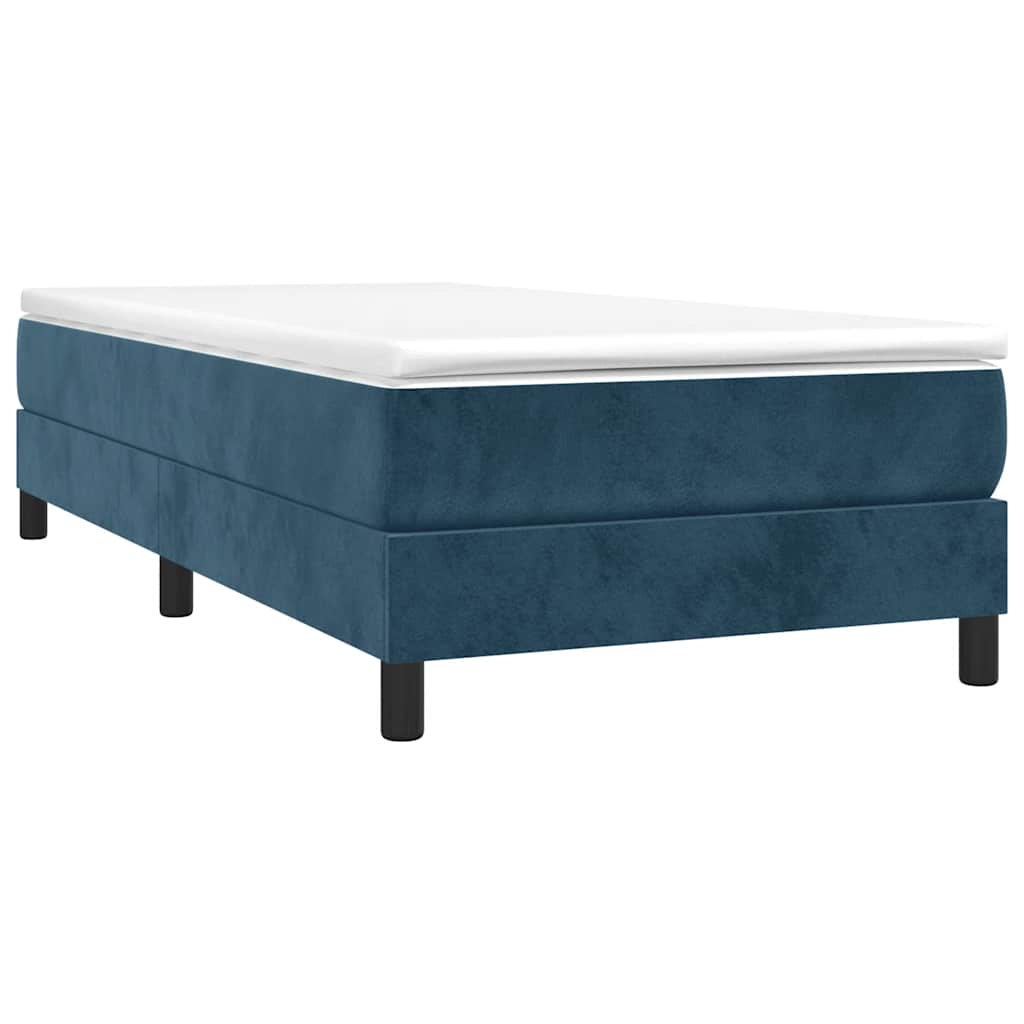 Cama com molas/colchão 90x190 cm veludo azul-escuro