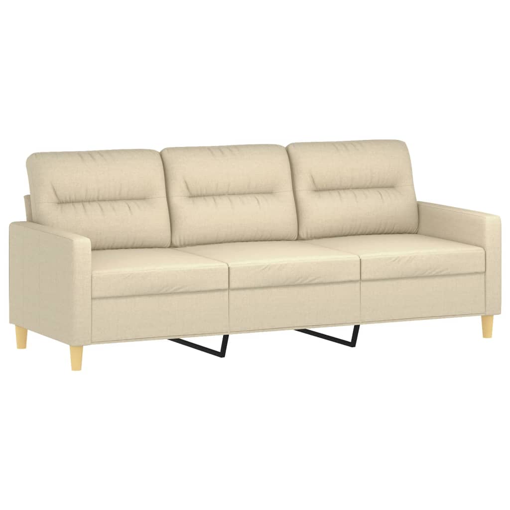 3 Pcs conjunto de sofás com almofadas tecido cor creme