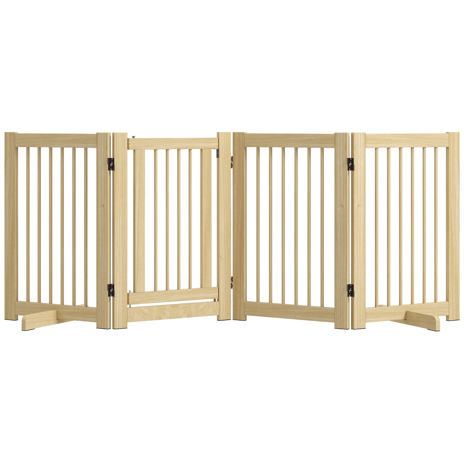 Barreira de segurança para cães em madeira dobrável para escadas e portas para cães pequenos e médios de 4 painéis 204x36x75 cm madeira