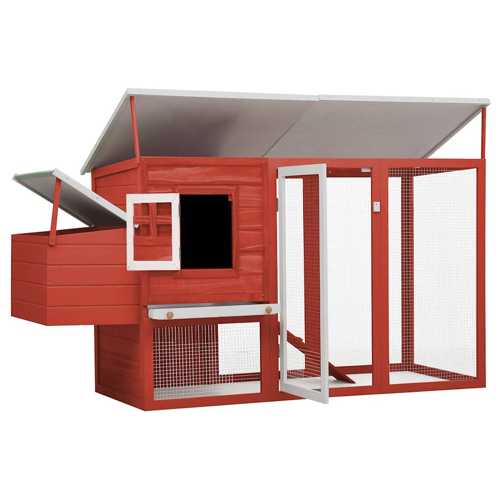 Galinheiro de exterior com gaiola para ovos madeira vermelho
